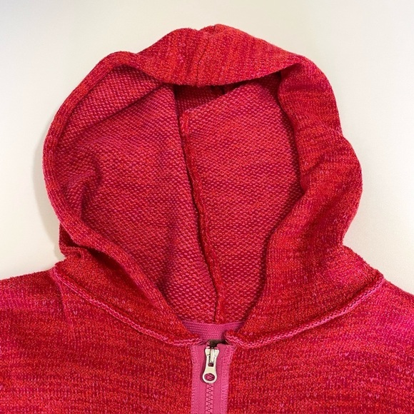 Free People In Bloom Oversized Textured Sweater Knit Zip Up Hoodie Red Hot Large - Picture 12 of 16